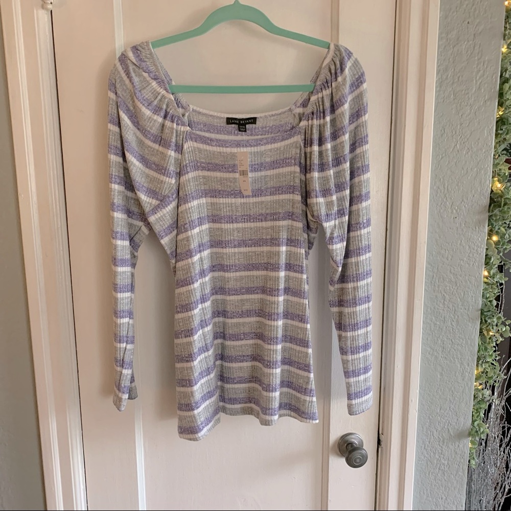 NWT Lane Bryant 14/16 Stripped Off-Shoulder Top